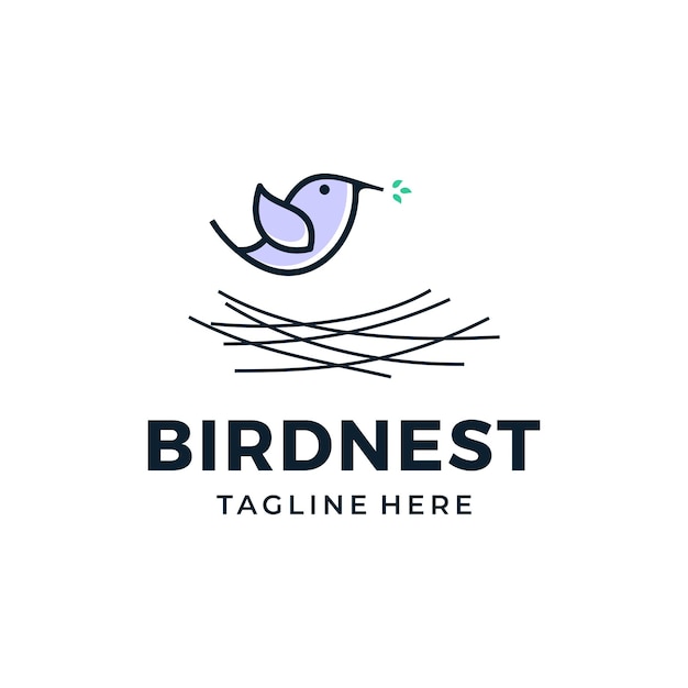 Vogelnest logo ontwerp vectorillustratie