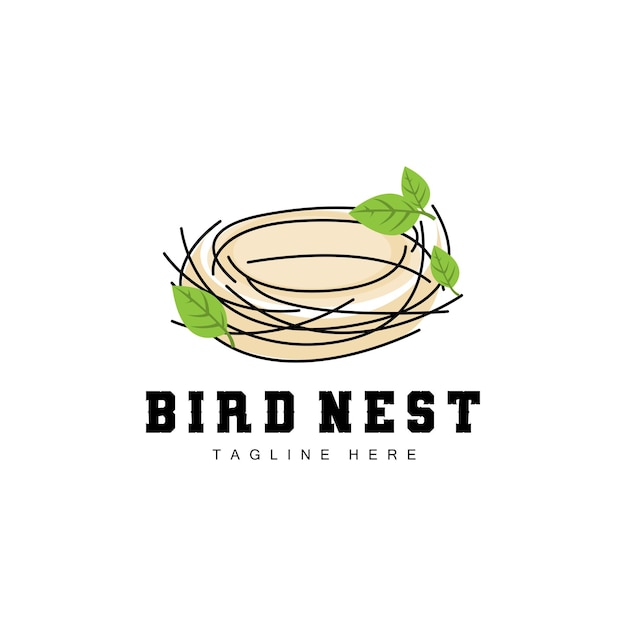 Vogelnest Logo Ontwerp Vogelhuis Vector Voor Eieren Vogel Boom Logo Illustratie