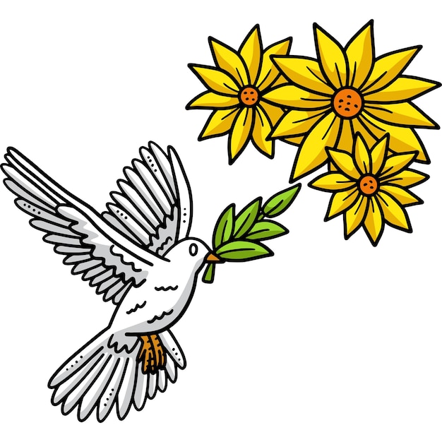 Vogels en bloemen Cartoon gekleurde clipart