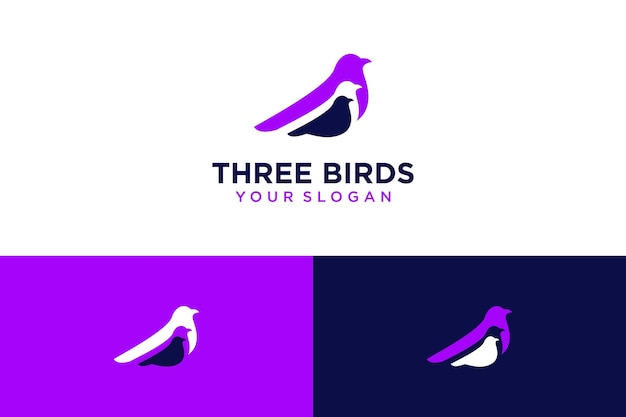 vogels logo-ontwerp met drie en duif