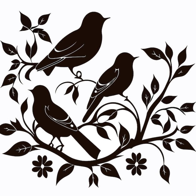 vogels stenciled afbeeldingen clip art scènes vector illustratie