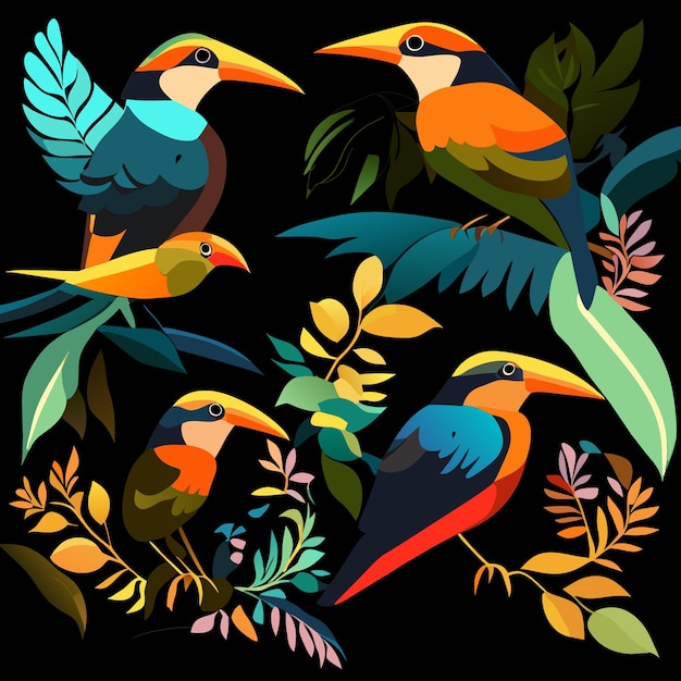 Vogels van de Amazone in Vector