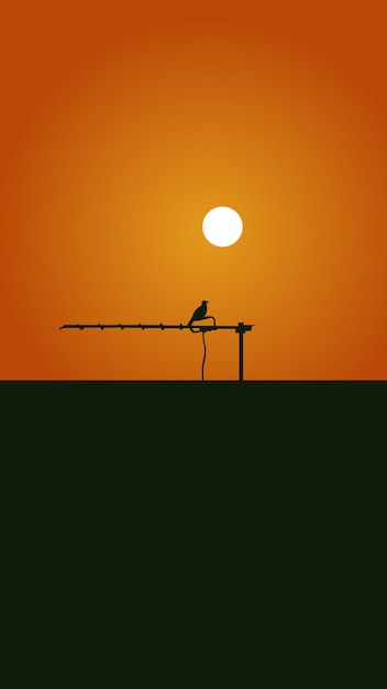 Vogelsilhouet met zon