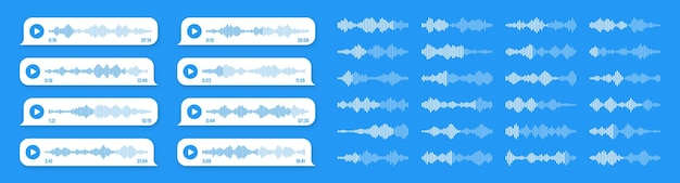 Голосовое аудиосообщение синий разговорный пузырь sms текстовый кадр социальный медиа чат или приложение для обмена сообщениями