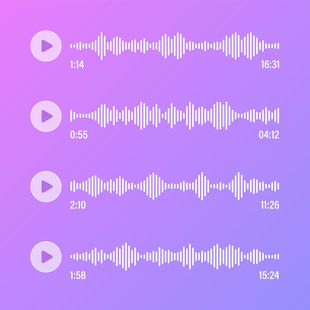 Vettore messaggio vocale audio bolle vocali trasparenti sms cornice di testo chat social media o app di messaggistica