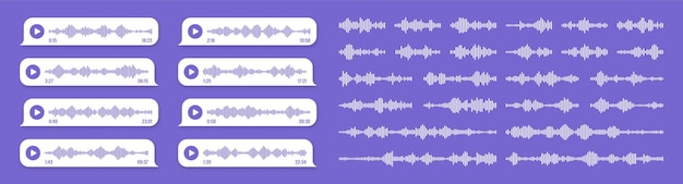 벡터 음성 오디오 메시지 바이올 음성 버블 sms 텍스트 프레임 소셜 미디어 채팅 또는 메시징 앱