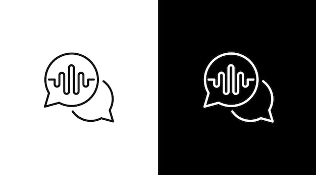 Voice chatting conversation application logo audio sound wave voice technology outline icon design