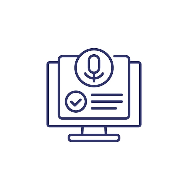 Voice control and audio recognition line icon vector