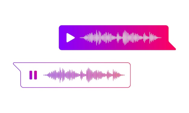 음성 메시지 거품 오디오 채팅 UI UX 인터페이스 벡터 메신저 음성 녹음 휴대폰용 음성 메시지 오디오 녹음 또는 메신저 채팅 거품