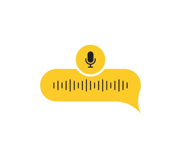 Voice message bubble icoon met geluidsgolf en microfoon voice messaging correspondentie moderne vlakke stijl vectorillustratie