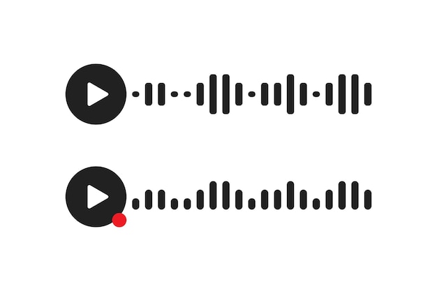 Voice message icon App record chat button concept illustration Audio wave in vector flat