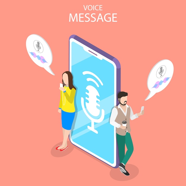 Voice message isometric flat illustrationual illustration.