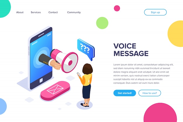 Vector voice message landing page