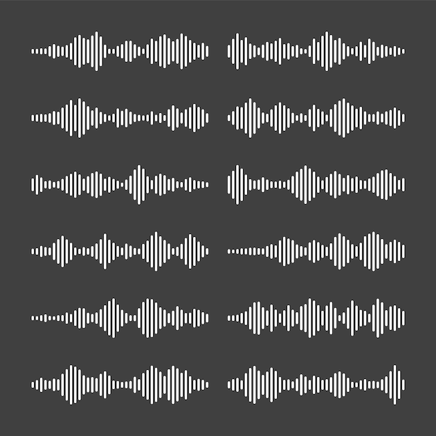 Vector voice message mail social media chat conversation messaging app music player audio or video editor interface element voice assistant recorder sound wave pattern dark mode vector illustration