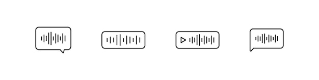 Vector voice message outline icon set audio chat speech bubble icons