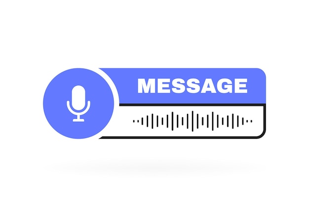 Voice messages bubble geometric badge with sound wave and microphone Voice messaging correspondence Modern flat style vector illustration