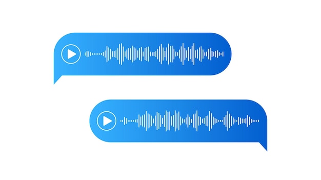 Voice messages. Bubbles with audio record. Chat messenger Ui concept. Speech bubbles. Interface