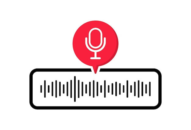 Voice messages icon voice recognition with microphone and sound wave