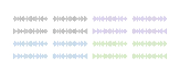 Voice messages set Flat color voice message recording Vector