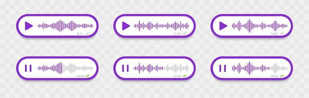 Voice messages set Voice messages with sound wave for social media chat