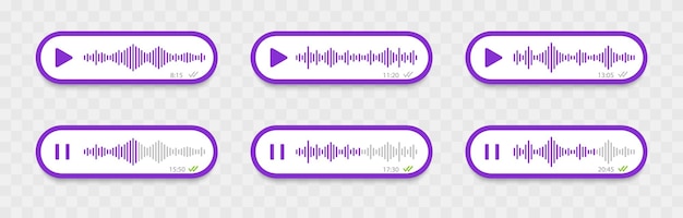 Voice messages set voice messages with sound wave for social media chat