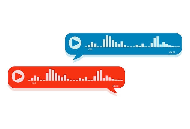 Vettore messaggi vocali corrispondenza di messaggistica vocale stile piatto moderno immagine vettoriale isolata su sfondo bianco