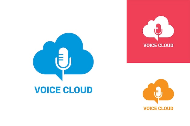 Voice podcast cloud logo template design