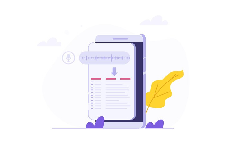 Vector voice recognition speech scanning voice to text conceptvector illustration