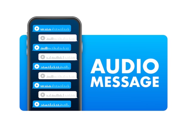 Voice Record Audio message speech bubble Messenger chat screen Vector stock illustration