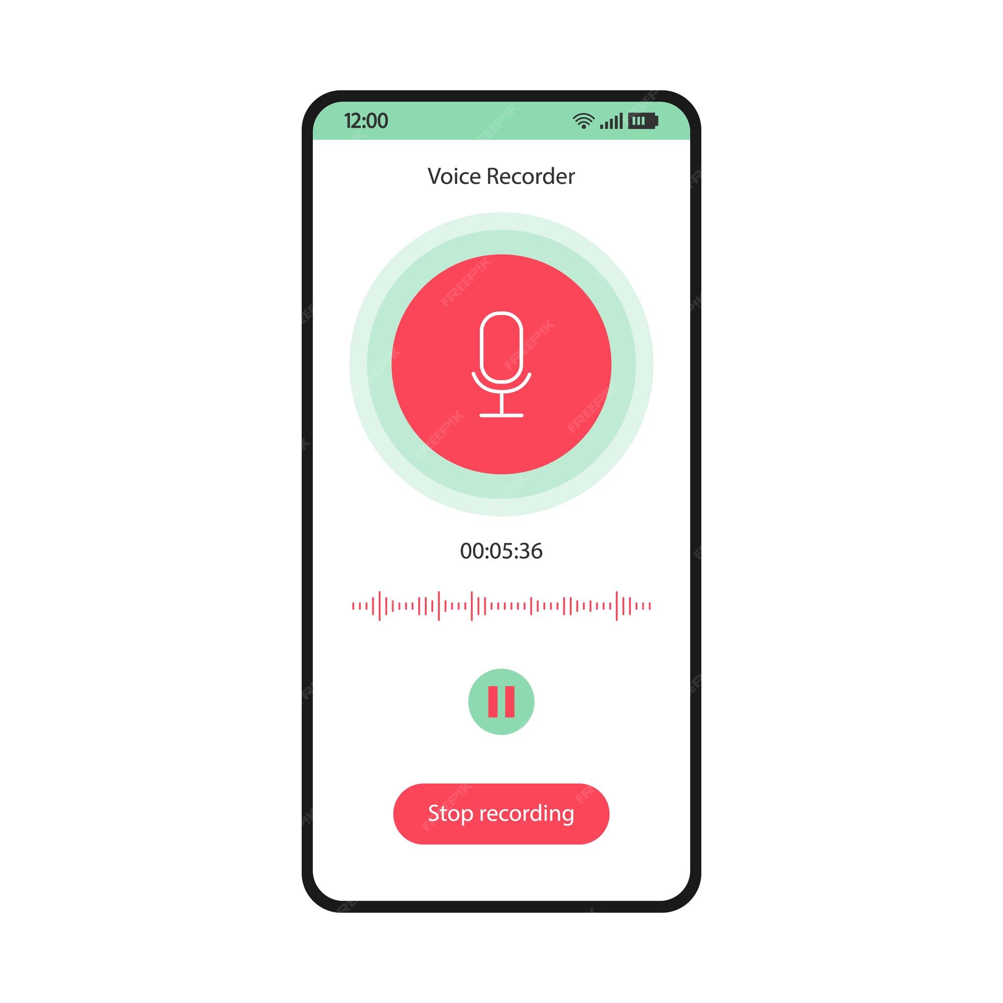 Premium Vector Voice recorder app smartphone interface vector