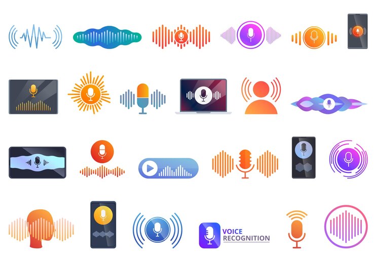 Vector voice and speech recognition icons set cartoon vector ai call