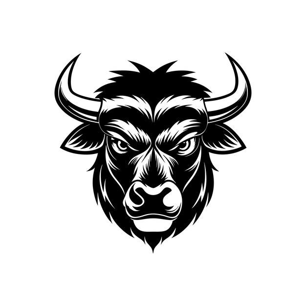 Vol gezicht een stier hoofd silhouet