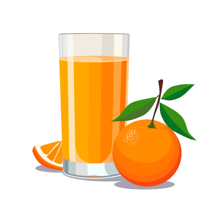 Vector vol glas rood vers geperst sinaasappelsap geïsoleerde vector zomerdrank voor vlak ontwerp