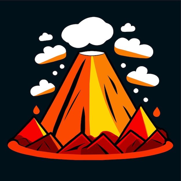 Vector volcanic eruption outdoor scene