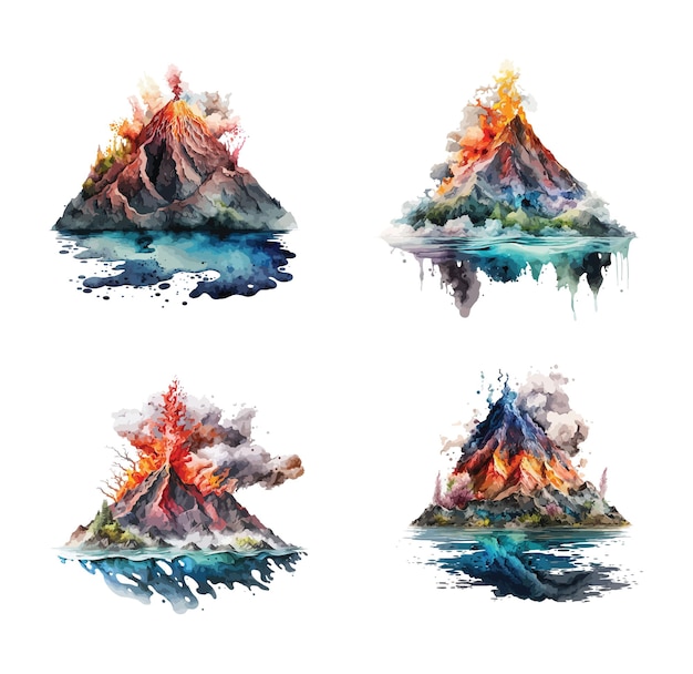 Volcano clipart isolated vector illustration