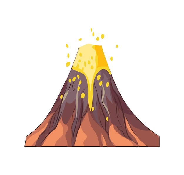 Vettore questo immaginativo cartone animato raffigura un vulcano con una lava di fuoco