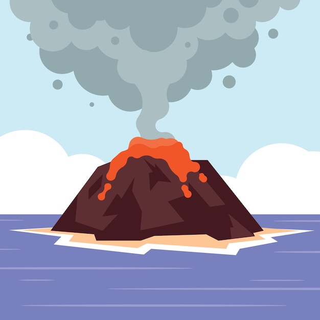 Volcano Eruption Vector Clip Art Isolated On Transparent Background