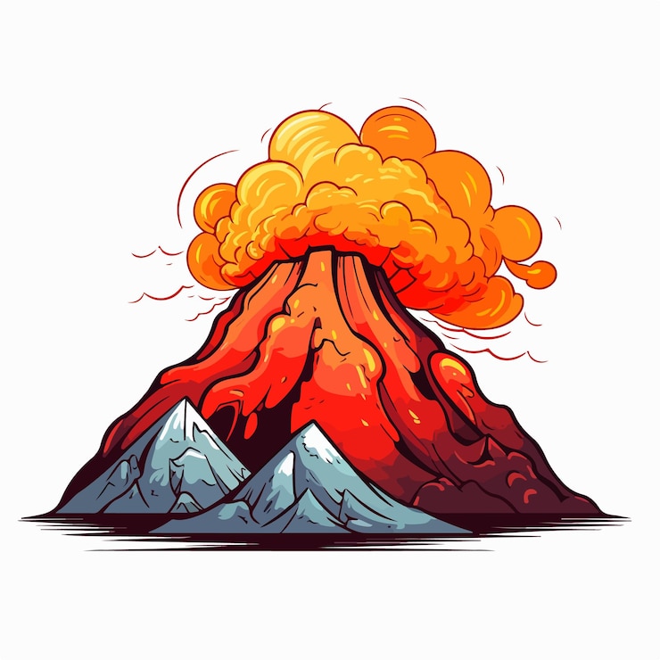Vector volcano flat vector illustration volcano cartoon hand drawing isolated vector illustration