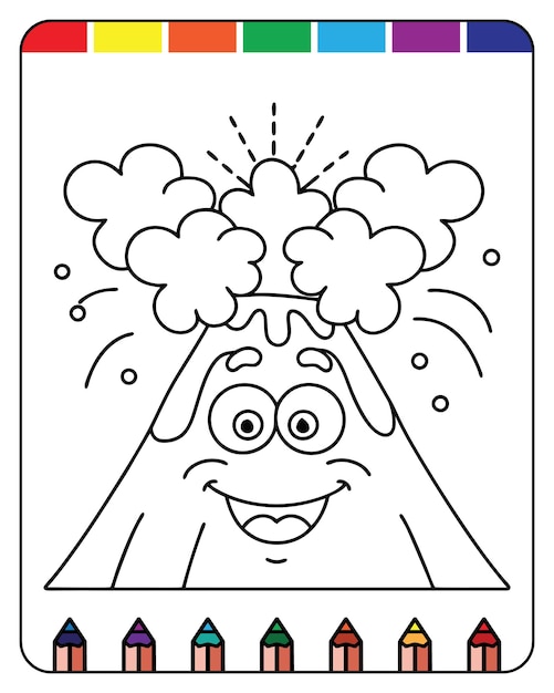 Volcano kleurbladen voor kinderen Leuke en educatieve drukbare bladen