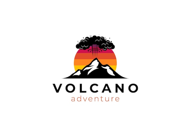 Vettore logo della montagna del vulcano semplice illustrazione del logo vettoriale della montagna del vulcano