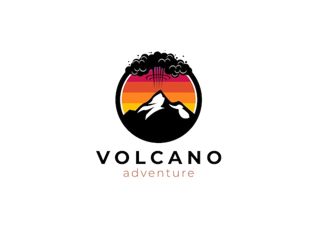 Logo della montagna del vulcano semplice illustrazione del logo vettoriale della montagna del vulcano