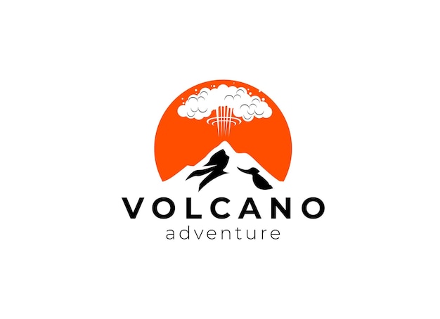 Vettore logo della montagna del vulcano semplice illustrazione del logo vettoriale della montagna del vulcano