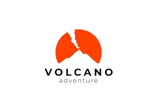 Logo della montagna del vulcano semplice illustrazione del logo vettoriale della montagna del vulcano