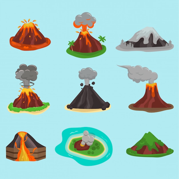 青に設定された火山