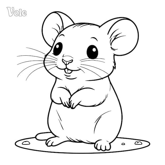 Vector vole hand drawn coloring page and outline vector design