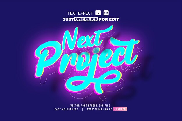 Volgende gloed premium teksteffect bewerkbare vector sjabloonstijl moderne look met het effect van schijnend licht alles kan worden gewijzigd en aangepast aan de behoeften van het evenement en meer