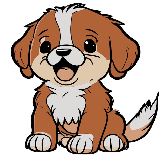 Vector volle lichaam schattig puppy met zit vol lichaam soepel lijn fluffy soepel textuur vector illustratie