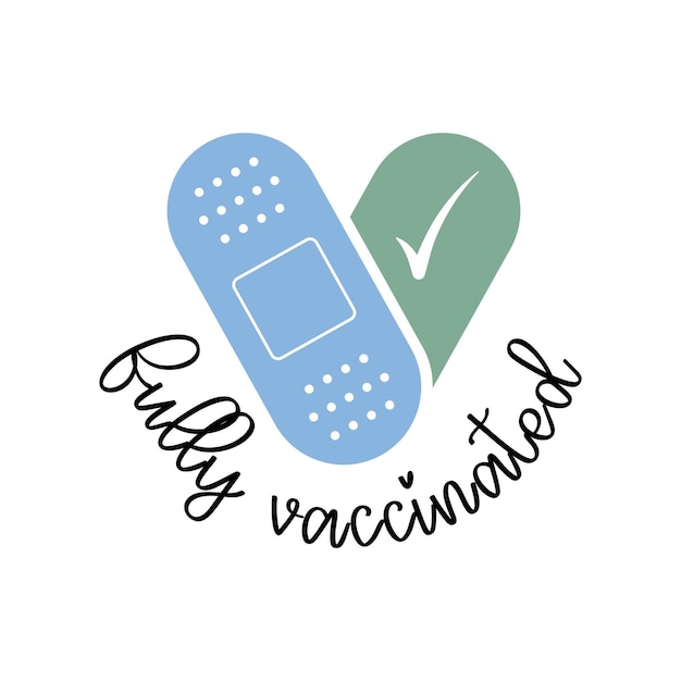 Volledig gevaccineerd icoon met opschrift