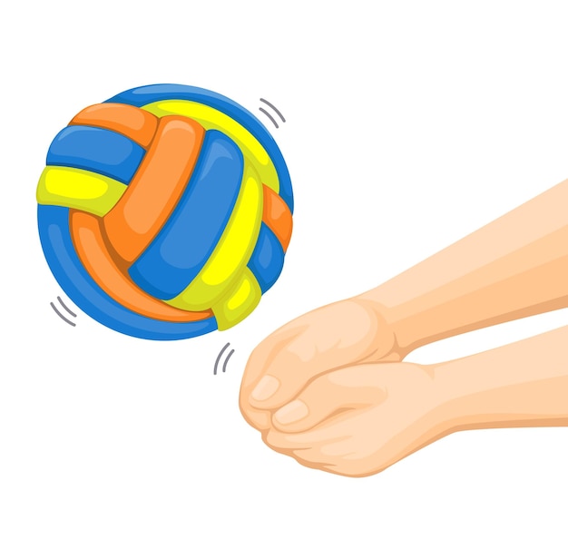 Volley ball on hand sport symbol cartoon illustration vector