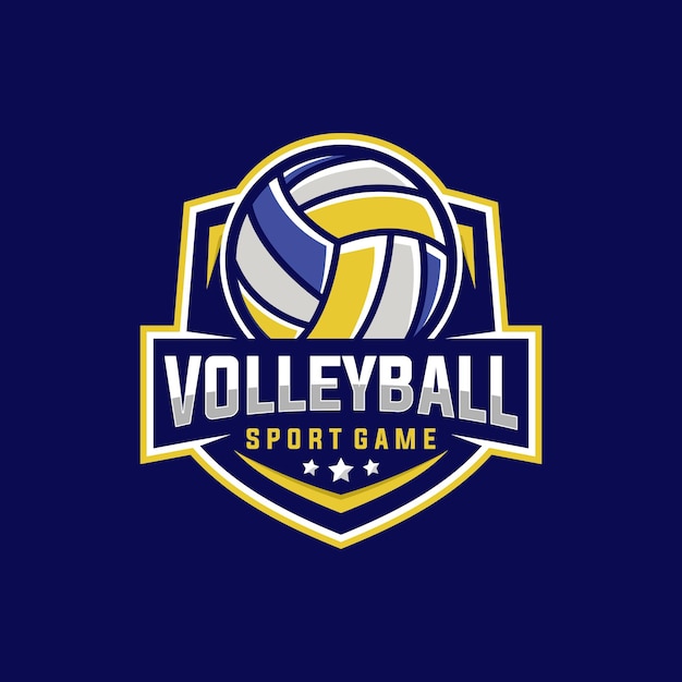 Vector volley ball sport vector template. volleyball graphic illustration in badge emblem patch style.